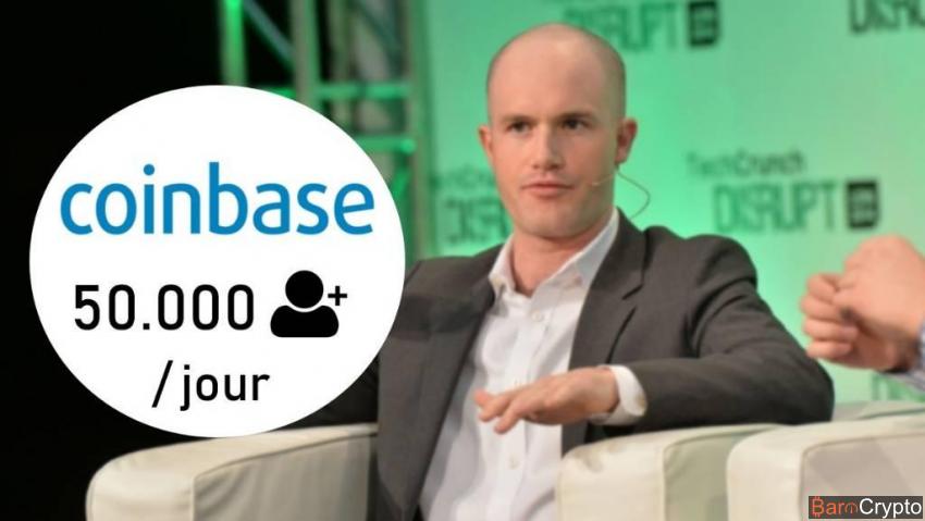 Malgré la chute des prix Coinbase s'offre 50 000 inscriptions par jour