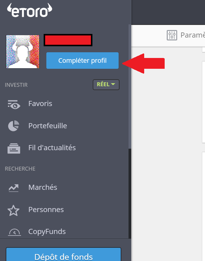 Compléter profil etoro